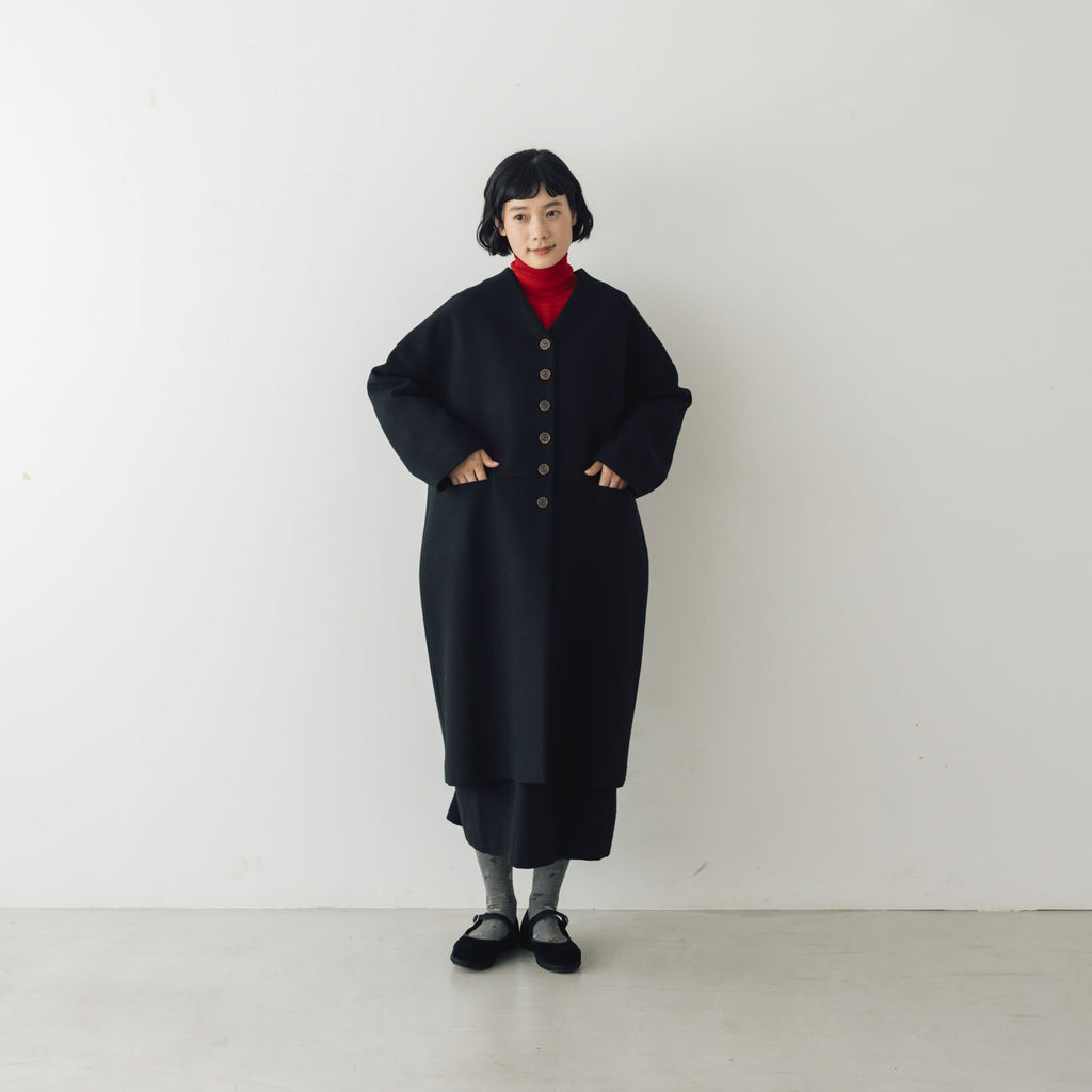 atelier naruse メルトンウールコクーンコート ブラック
