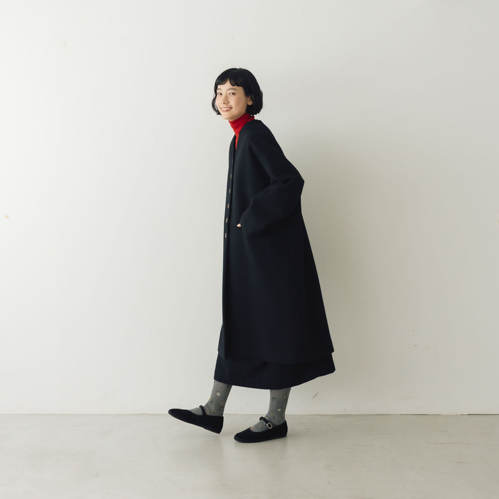 atelier naruse メルトンウールコクーンコート ブラック