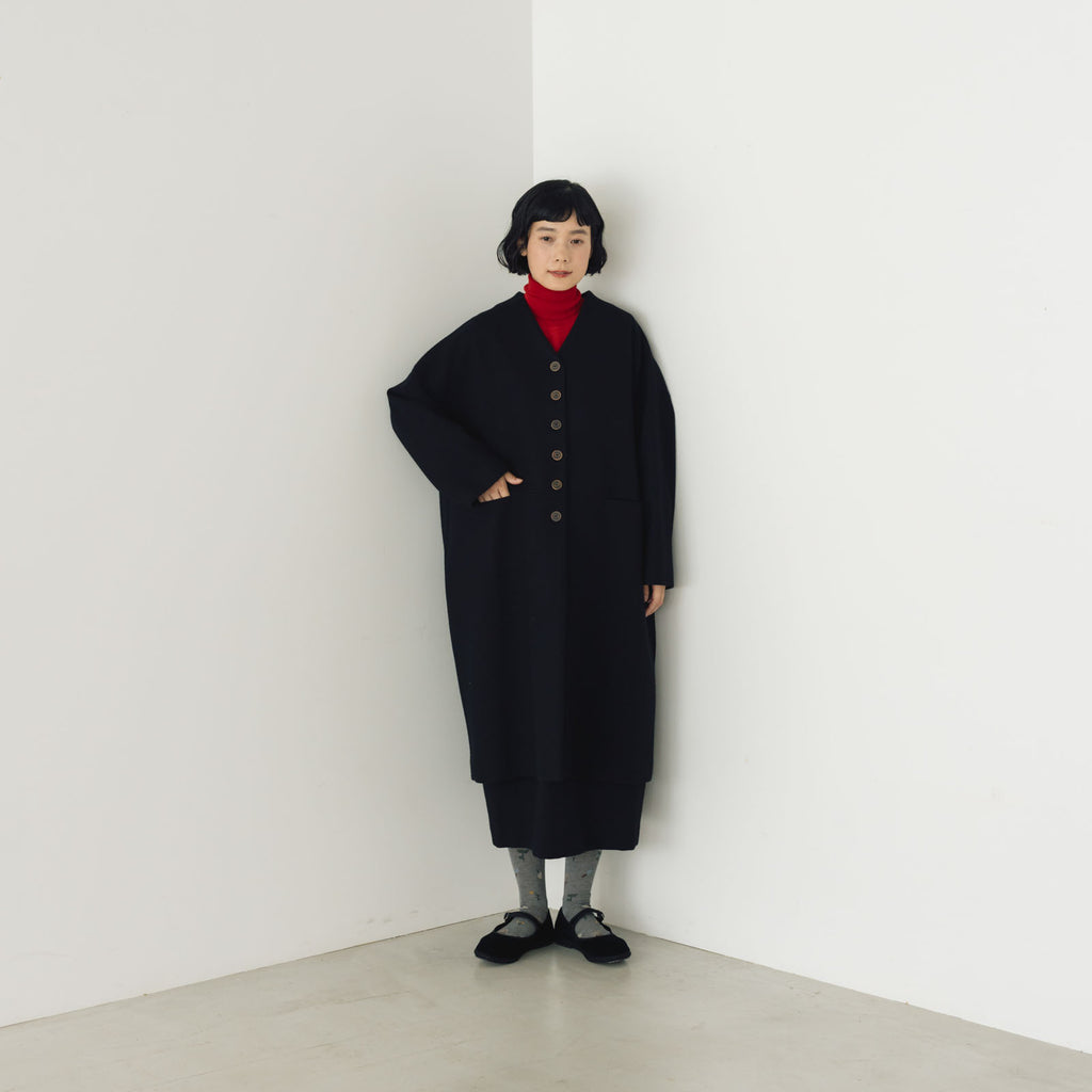 atelier naruse メルトンウールコクーンコート ブラック