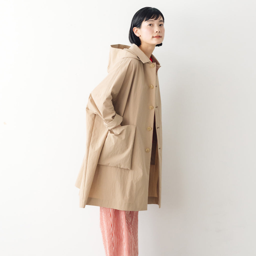atelier naruse コットンナイロンタフタフーデットコート