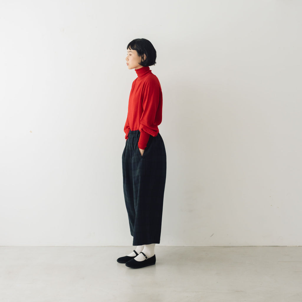 atelier naruse ウールフラノガウチョパンツ ブラックウォッチ