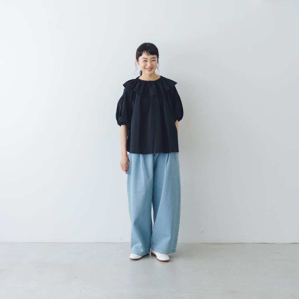 atelier naruse コットンデニム ワイドタックパンツ