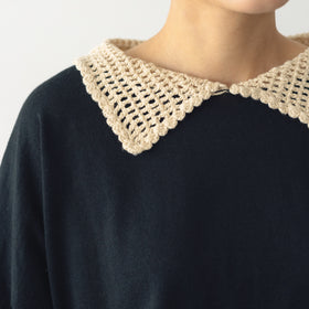 atelier naruse ラミーコットンクロシェカラー 半袖ニット