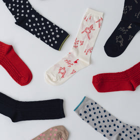 atelier naruse リネンストライプレースミドルソックス