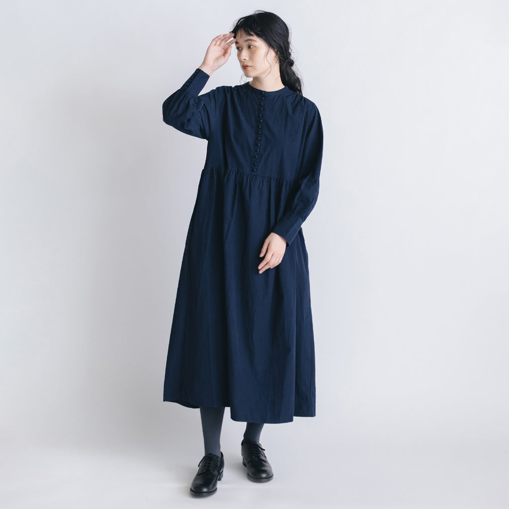 pot and tea ノーカラー ロングワンピース
