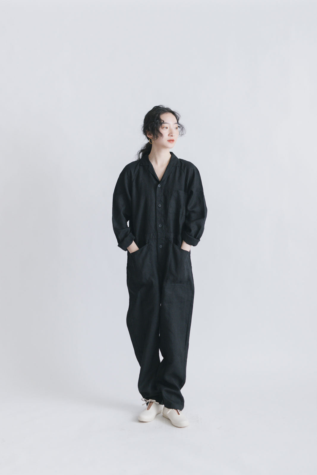 fog linen work ベック ジャンプスーツ ブラック｜くらすこと