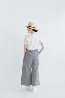 pot and tea チェック柄シンプルワイドパンツ（M）