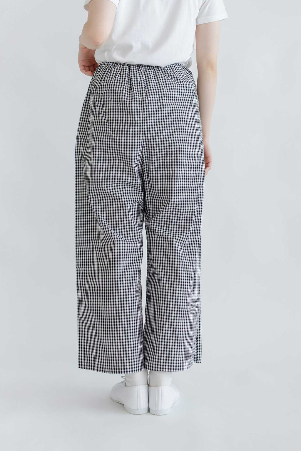 pot and tea チェック柄シンプルワイドパンツ（M）