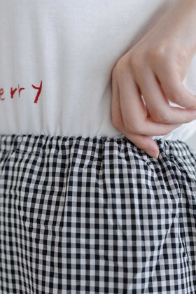 pot and tea チェック柄シンプルワイドパンツ（M）